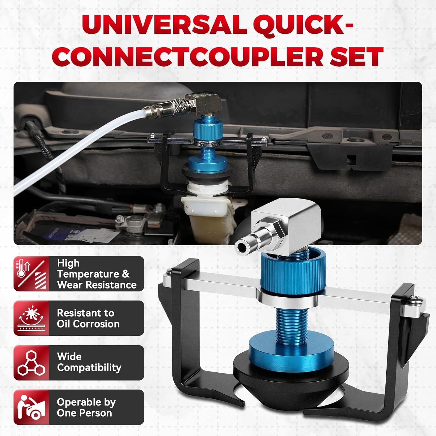 MOTOCOCHE adapter on a workbench with tools demonstrating durable shop-ready design benefit