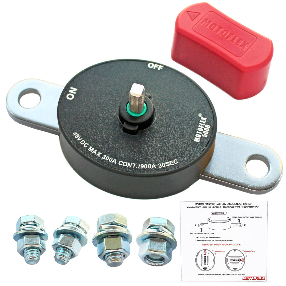 MOTOFLEX front view of switch showing compact design and clear ON/OFF control