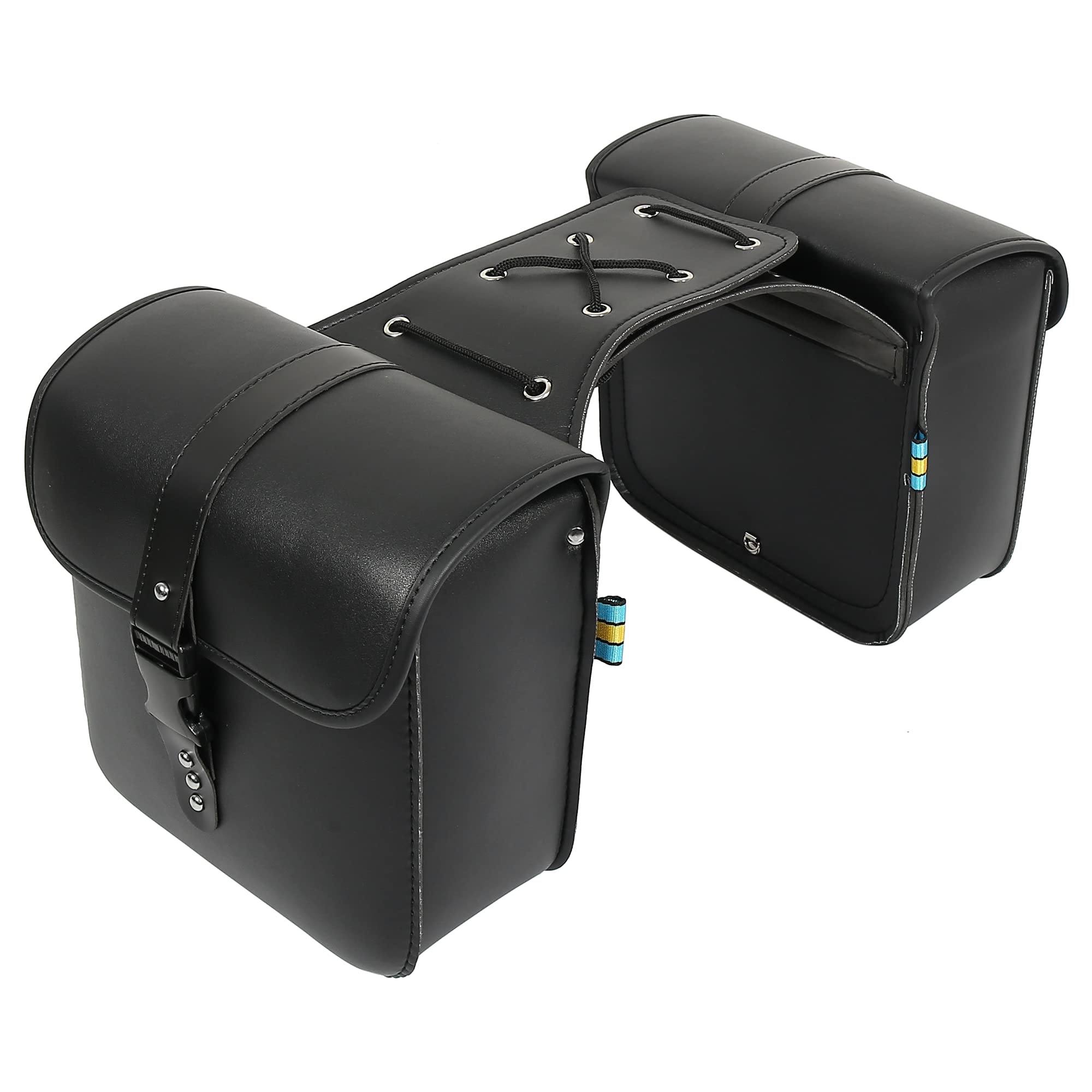 Motoforti front view of saddlebags showing sleek storage and quick access