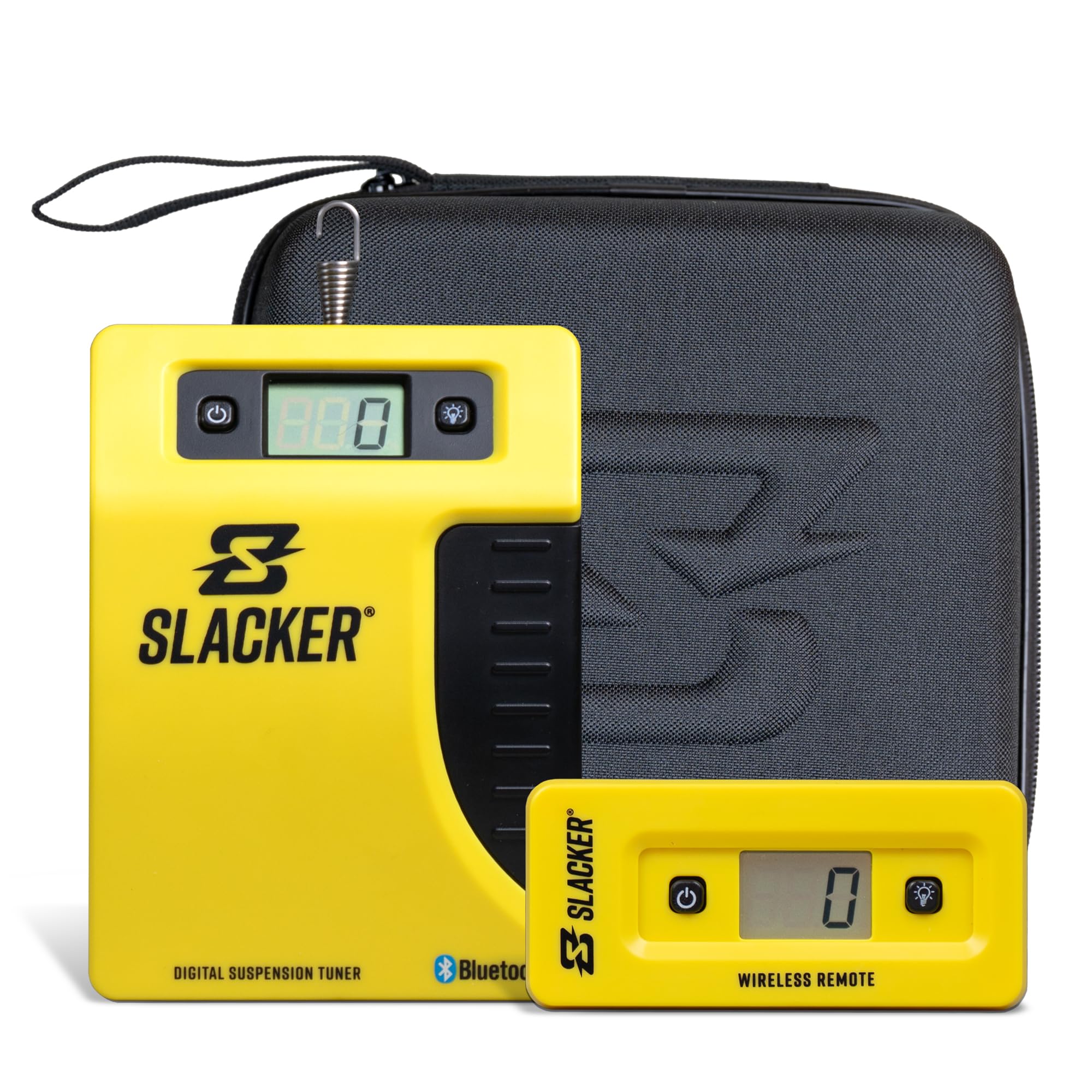 Motool Slacker front display showing live sag readings for quick adjustments