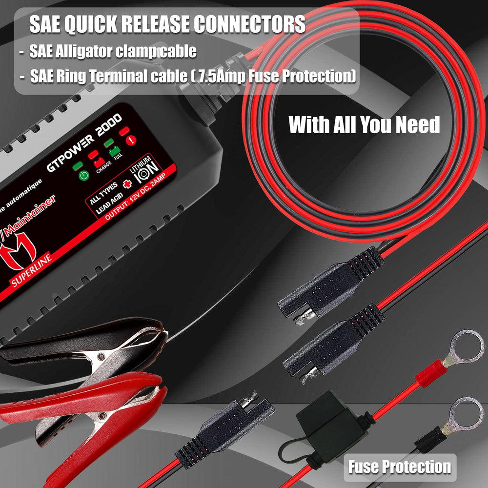 MOTOPOWER SAE connector closeup showing quick-release ease and secure connection