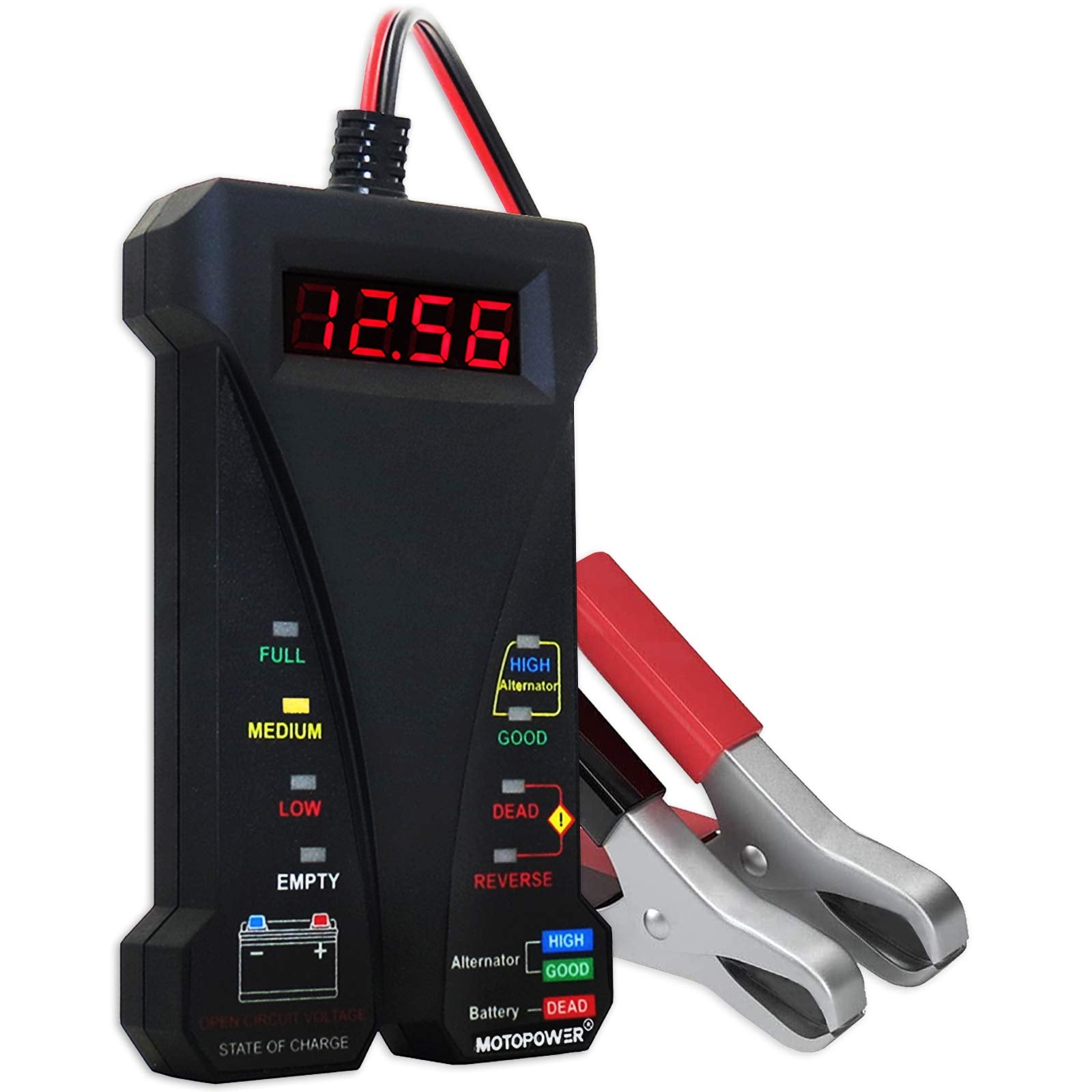 MOTOPOWER MP0514A front panel showing LCD and LED indicators for quick diagnostics