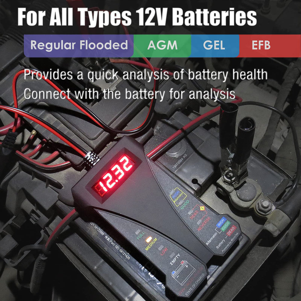MOTOPOWER connected to a car battery demonstrating fast on-vehicle testing convenience