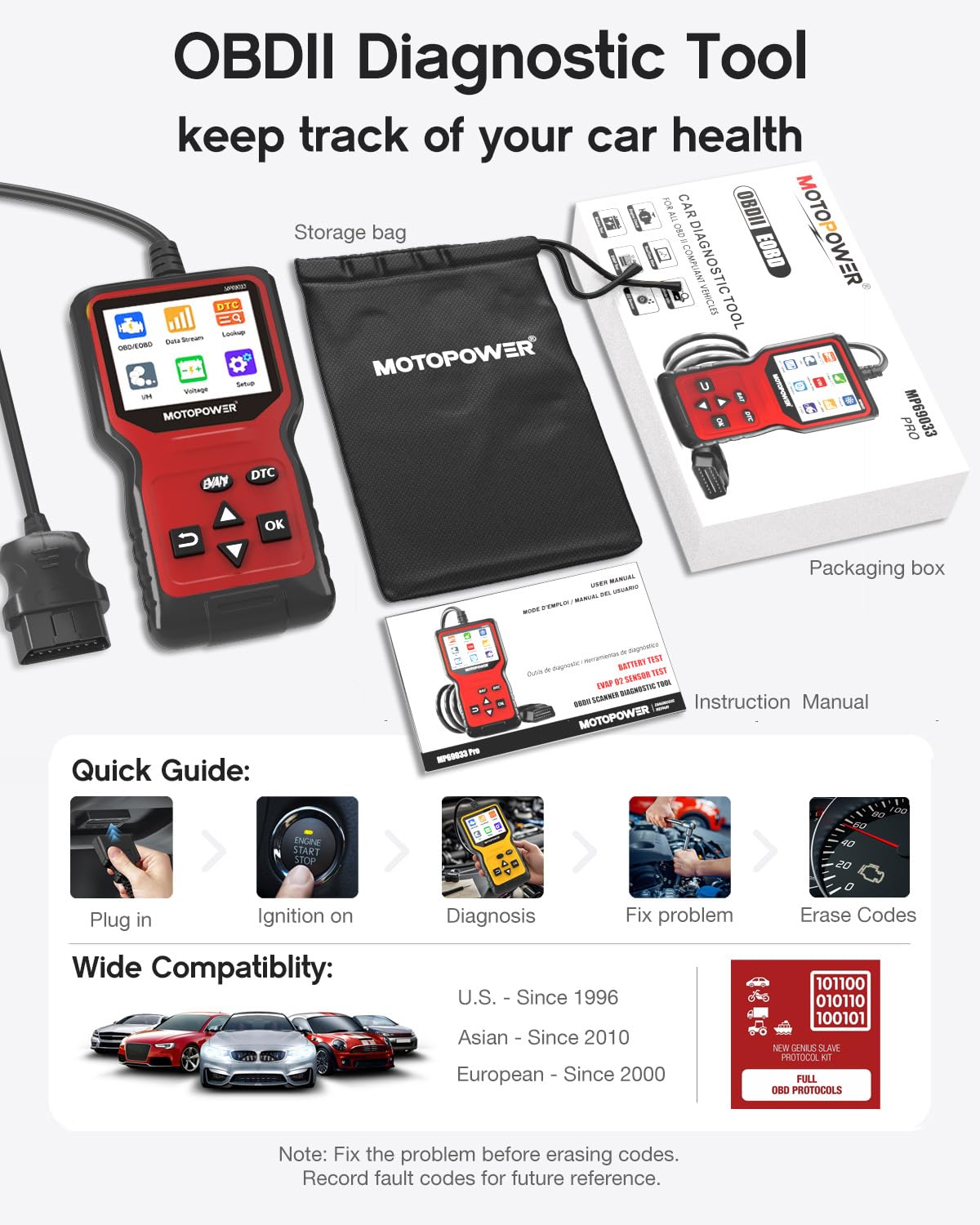 MOTOPOWER MP69033 held in hand showing size and portability benefits