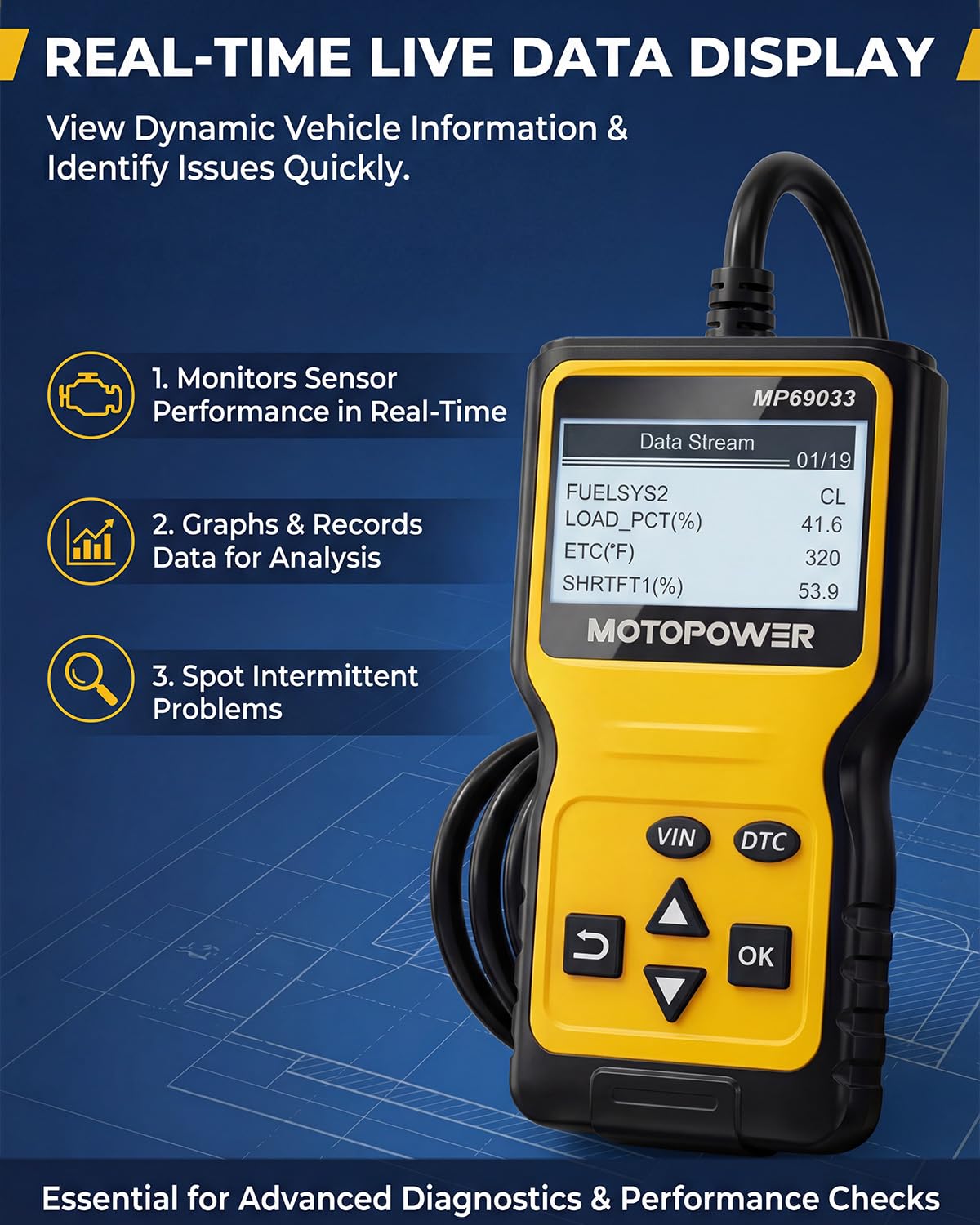 MOTOPOWER beside a ruler showing compact size and portability for easy storage