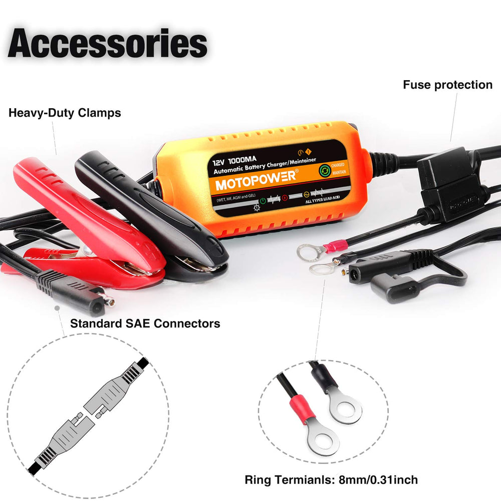 MOTOPOWER packaging and specifications label showing included features for confident purchase