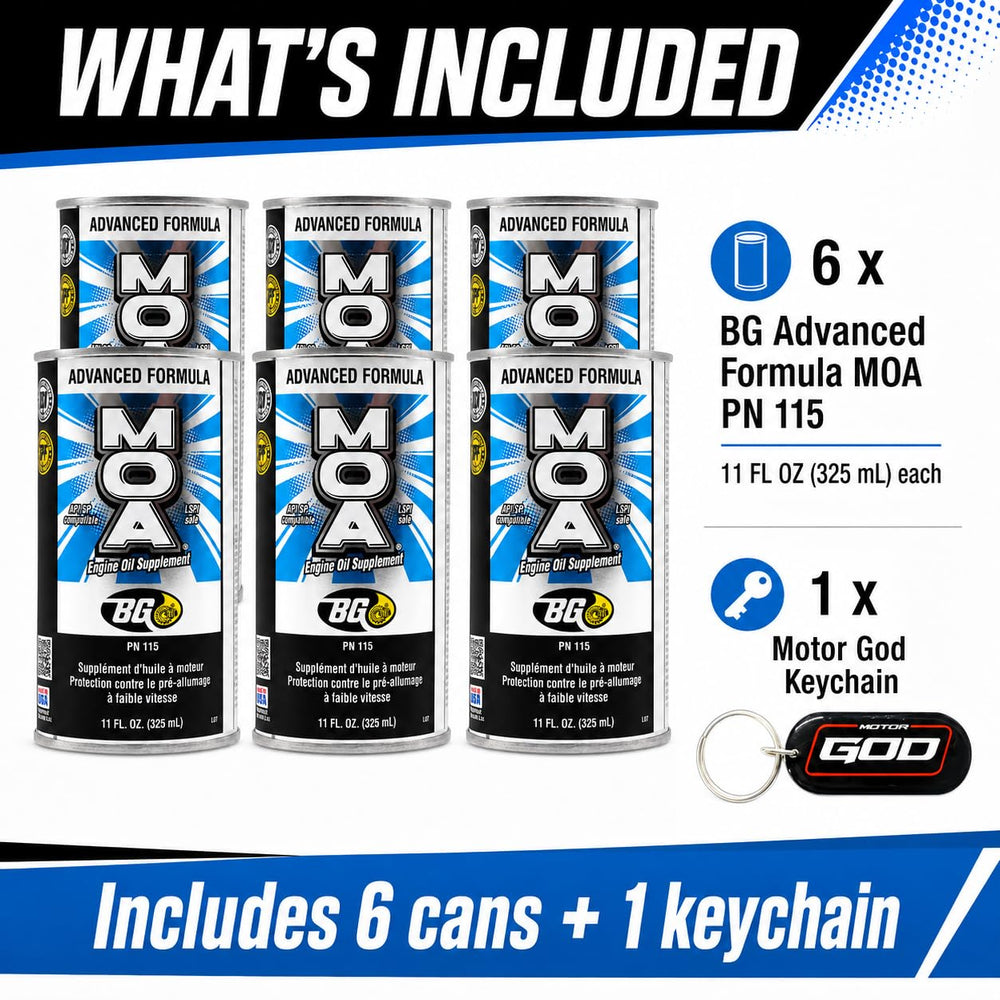 Motor God BG MOA six-can box set ready for multiple oil changes
