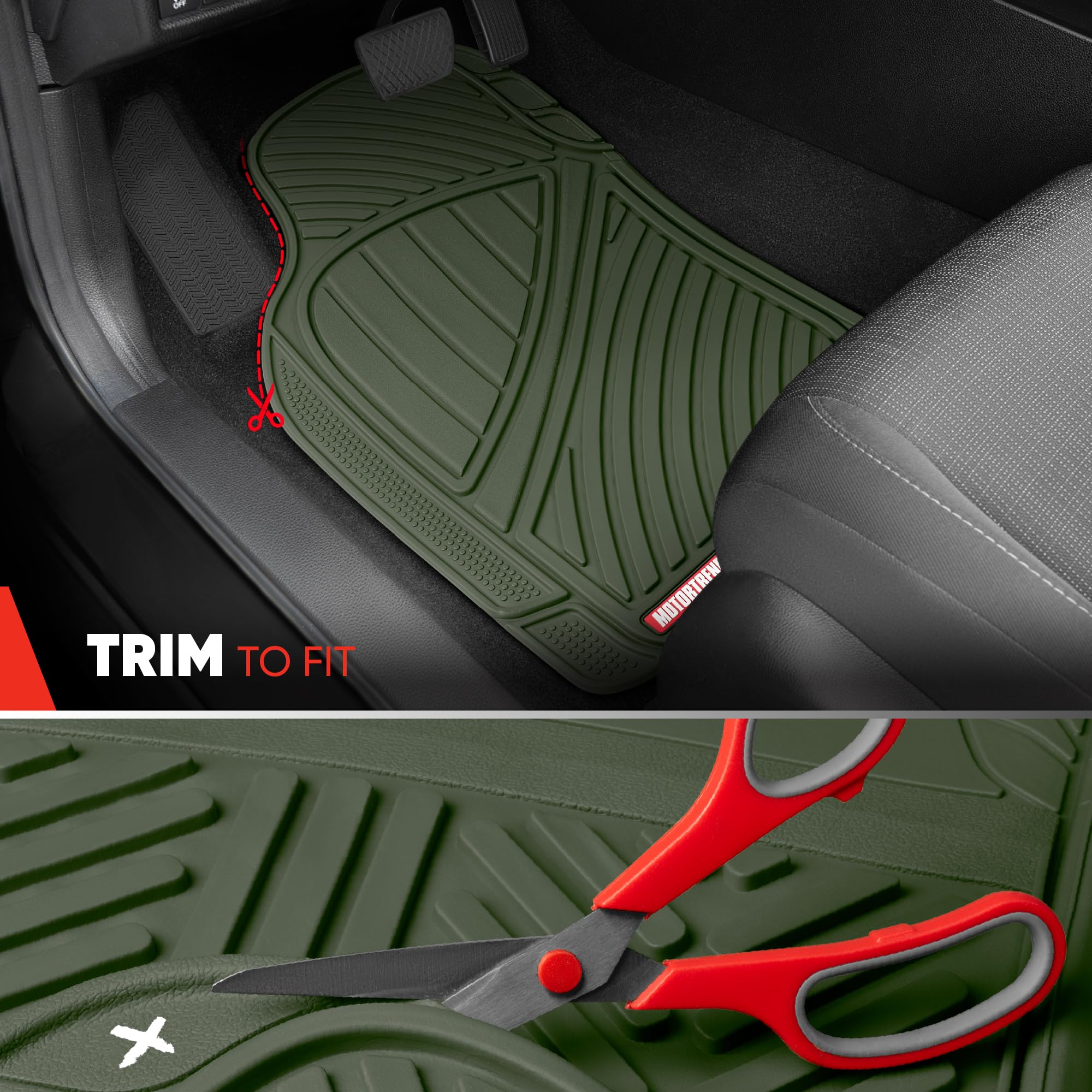 Motor Trend raised edge detail containing spills for cleaner floors