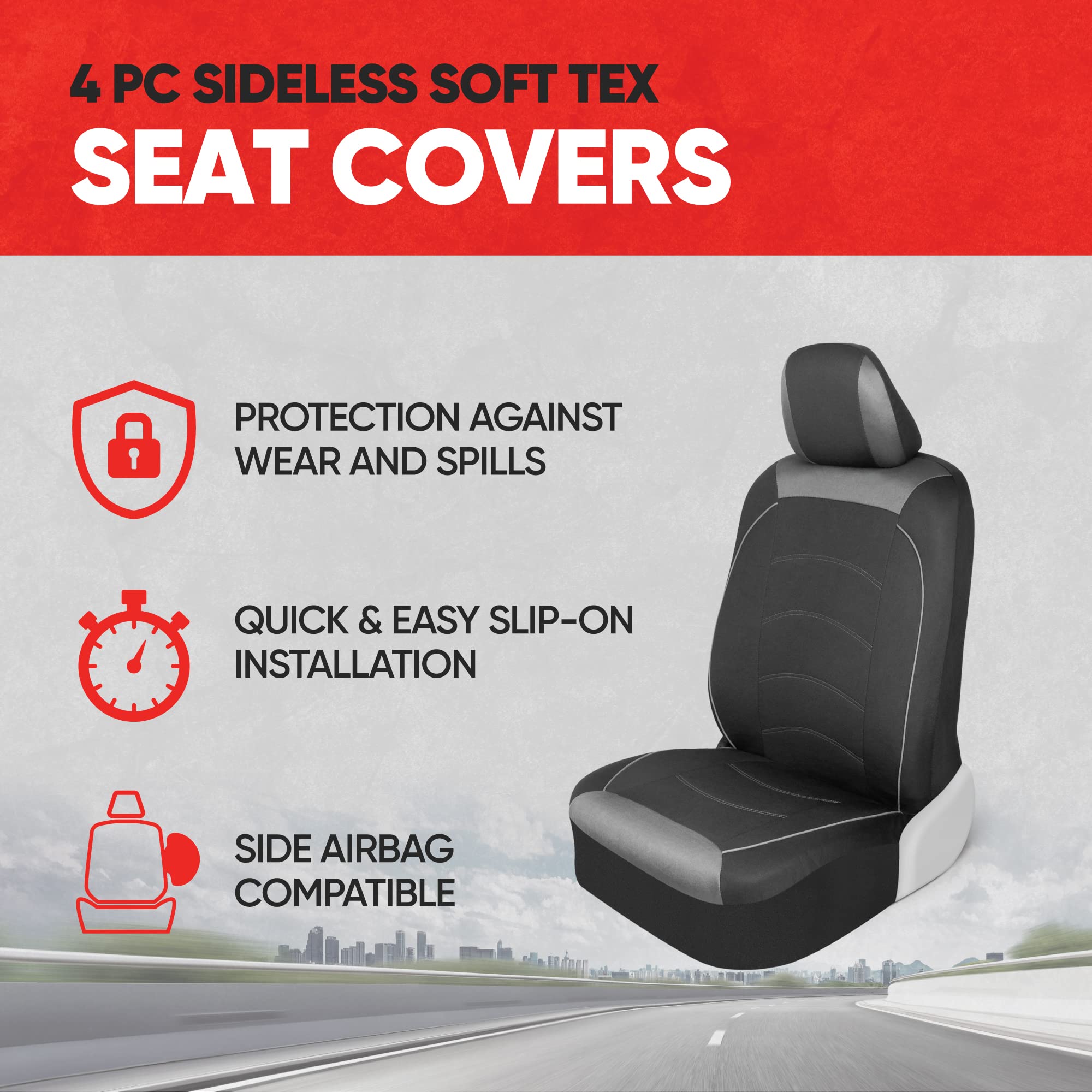 Motor Trend front seat cover installed showing neat fit and protection for the seat