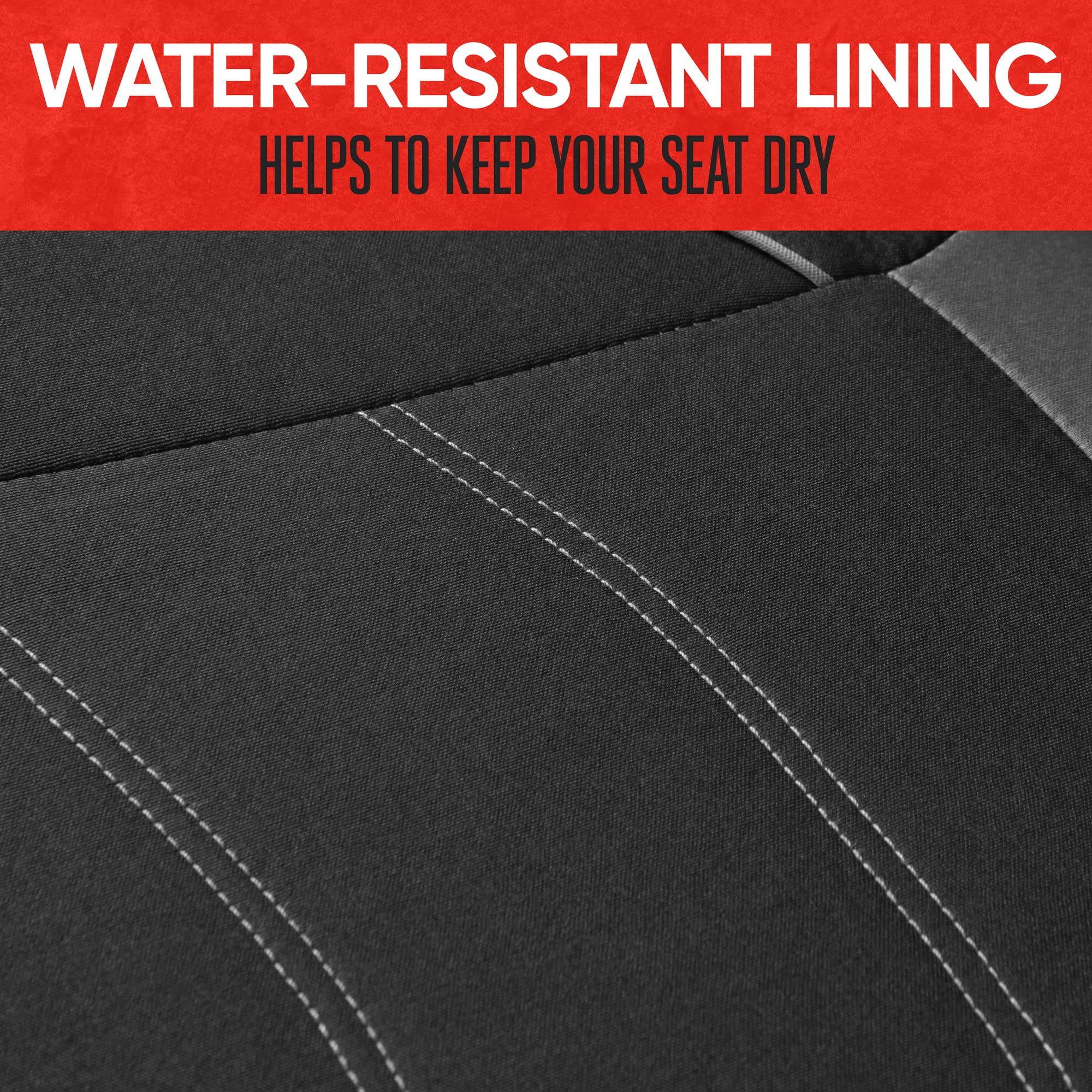 Motor Trend seat covers inside vehicle with family and pet showing easy protection
