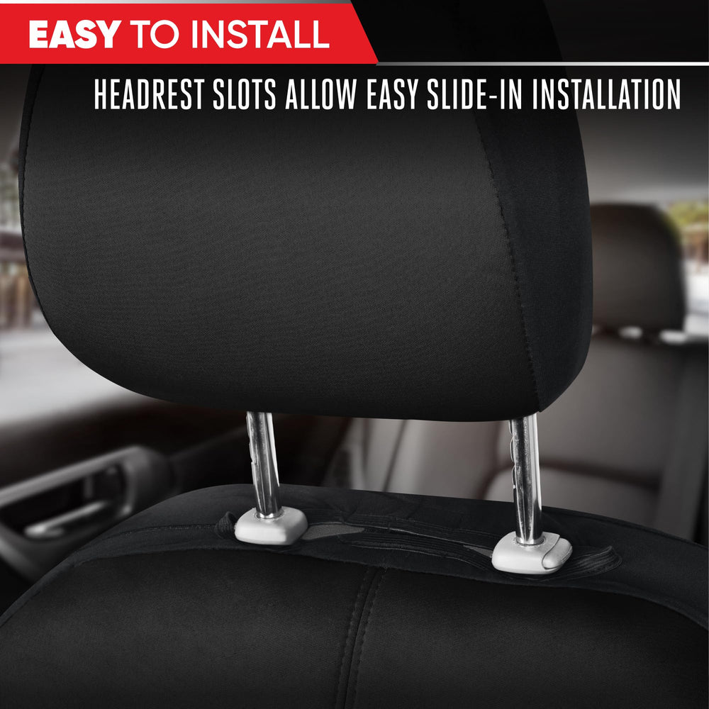 Motor Trend cover beside steering wheel to show size and seat coverage