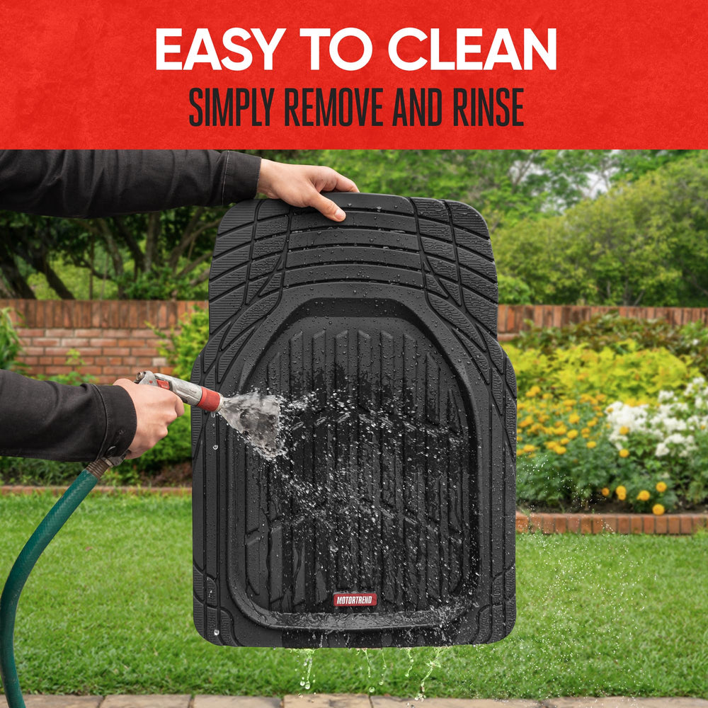 Motor Trend waterproof spill demo showing easy cleanup benefit