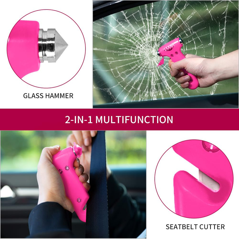 MOTORBUDDY recessed stainless-steel blade detail for safe seatbelt cutting