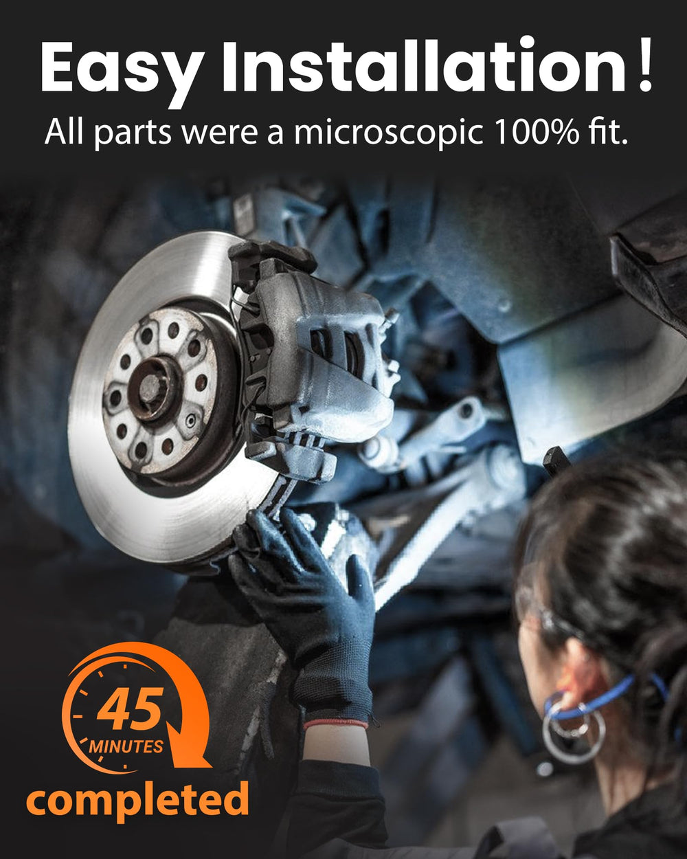 MOTOREVO kit on a Civic in motion emphasizing reliable braking confidence