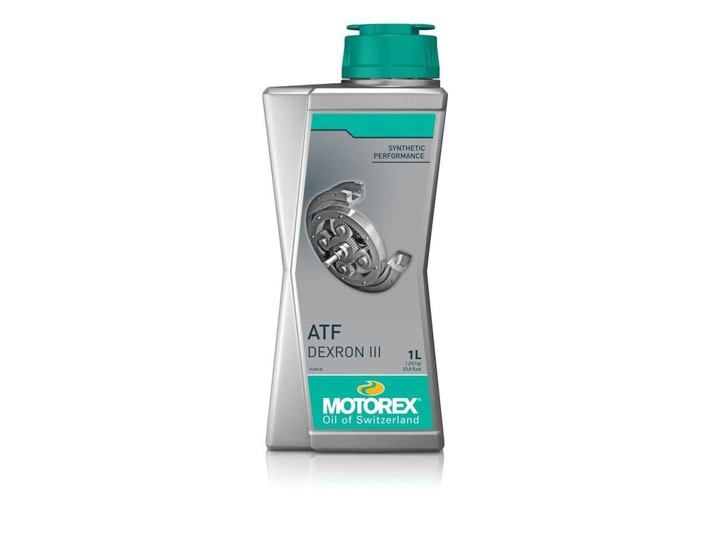 Motorex product label close-up showing Dexron III spec and compatibility, aiding selection