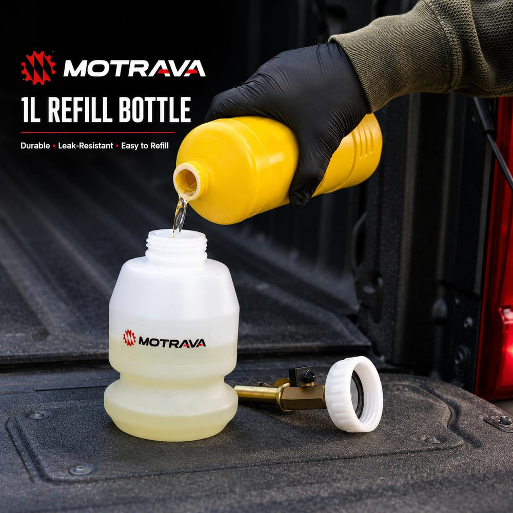 MOTRAVA quick-connect fitting mounted showing secure vacuum sealing benefit