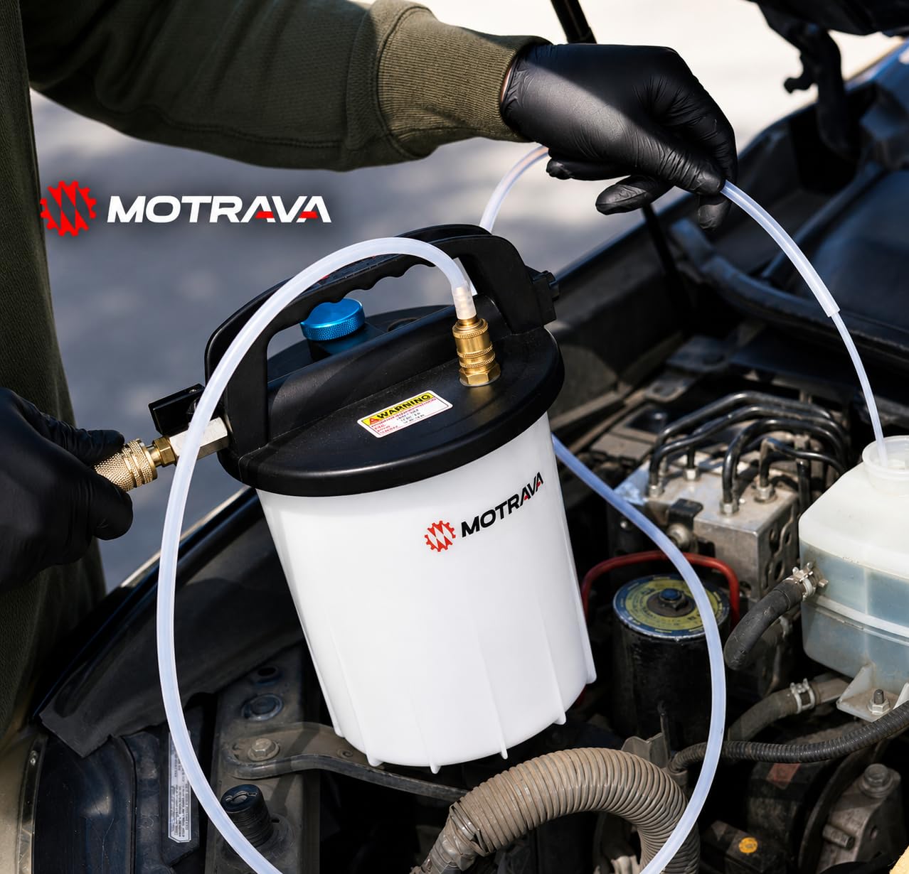 MOTRAVA silicone hose connection showing chemical-resistant durability benefit