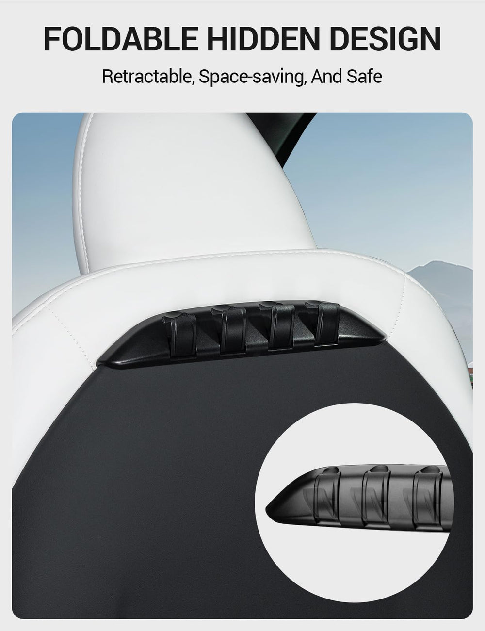 Motrobe folded profile close-up demonstrating compact, flush stowage benefit