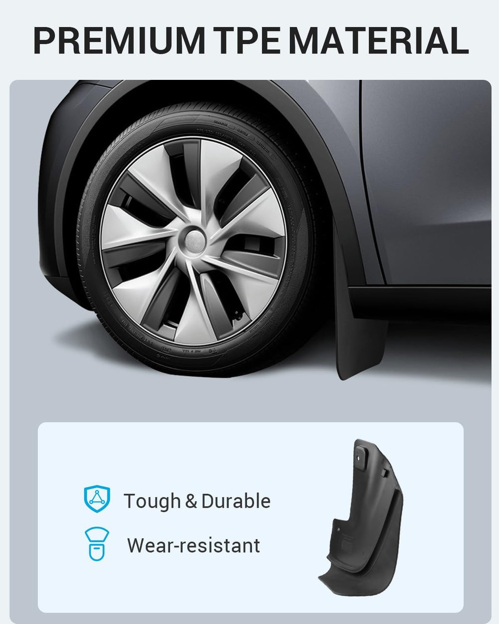 Motrobe on Tesla Model 3 driving wet road showing splash protection