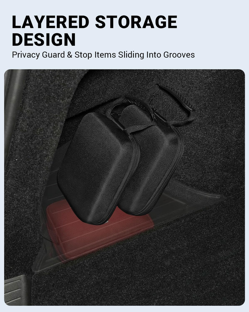 Motrobe full-width notch holding long items for unobstructed transport