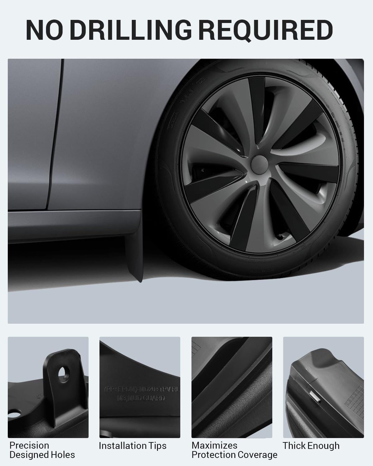 Motrobe rear mud flap side profile showing sleek factory-like fit