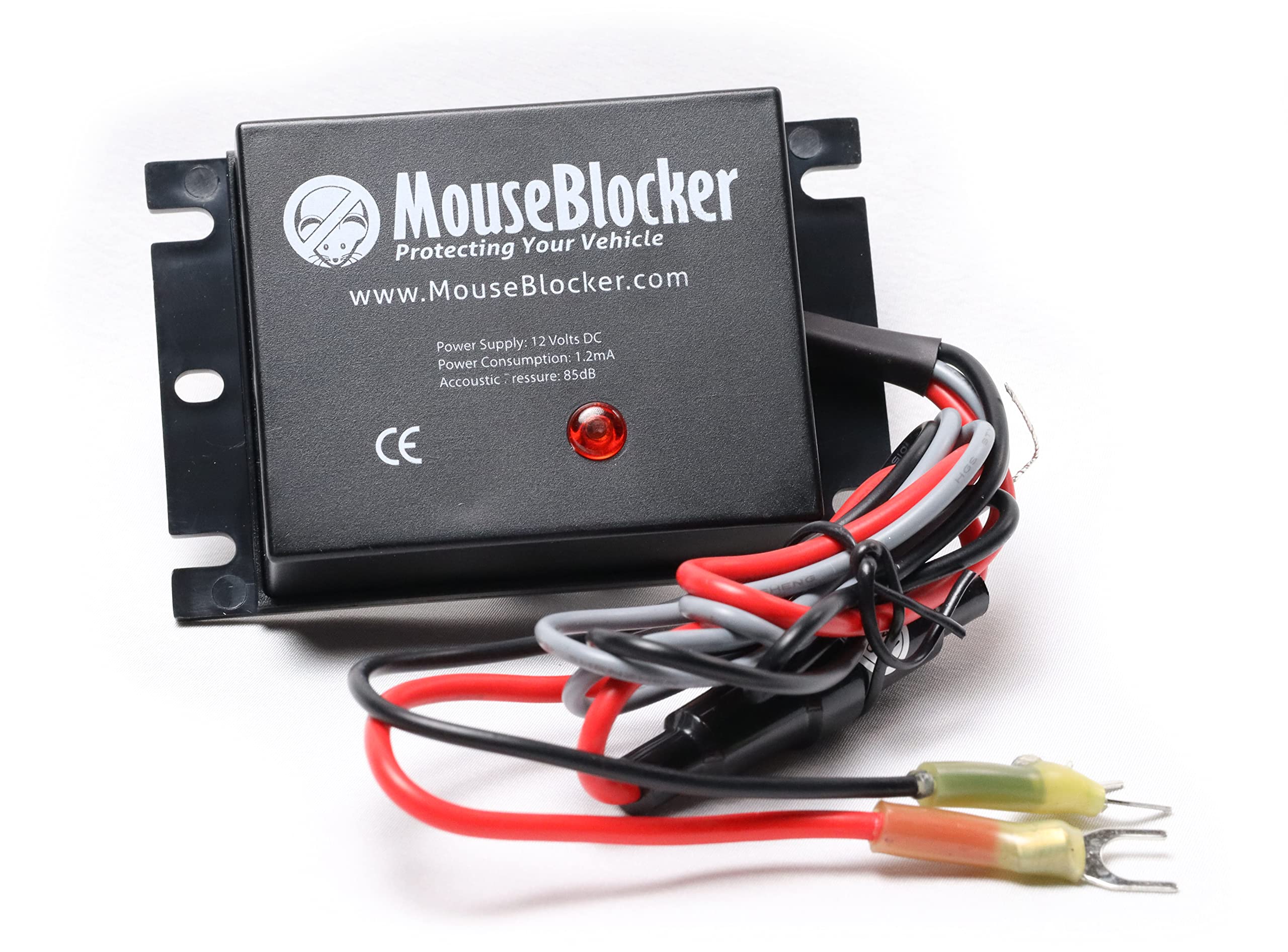 MouseBlocker front view installed under hood showing compact deterrent benefit