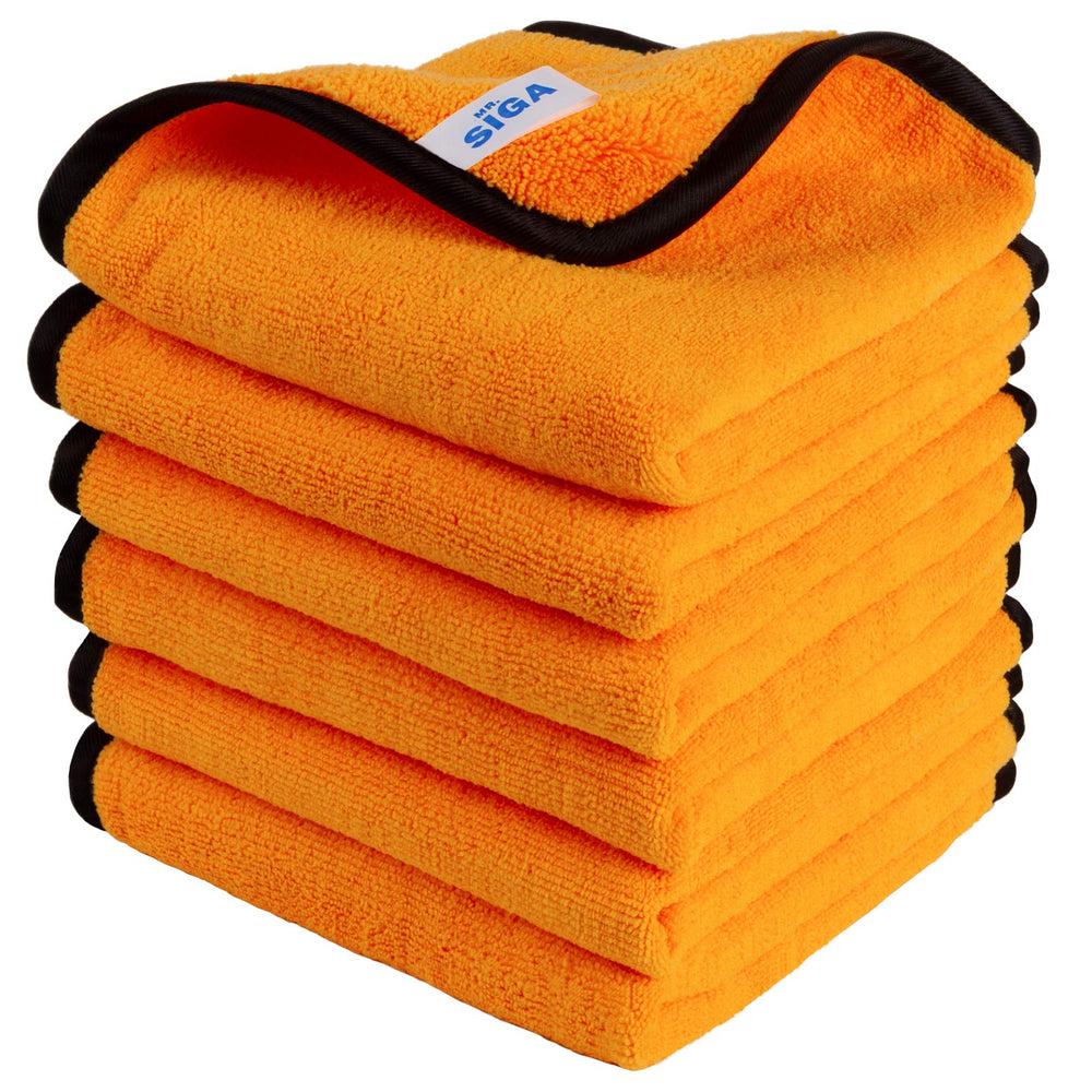 MR.SIGA front pack display showing six towels and benefits
