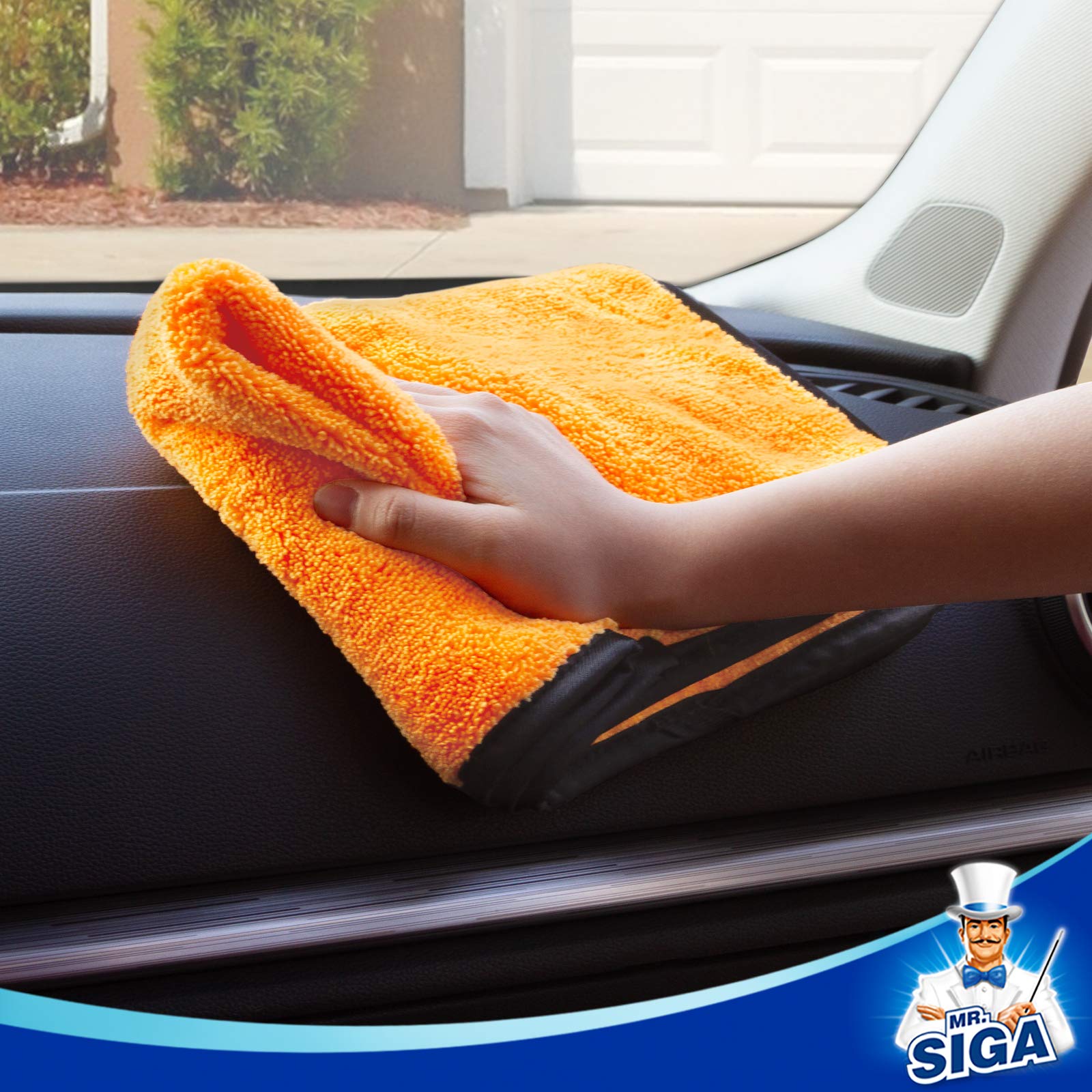 MR.SIGA towels in garage detailing setup for efficient workflow