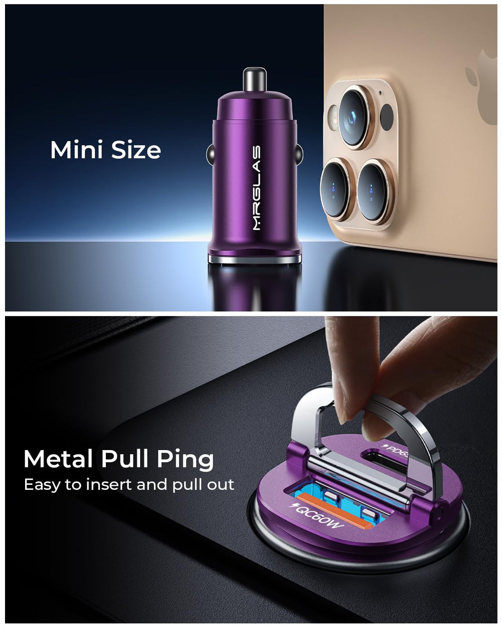MRGLAS metal texture detail emphasizing durable construction and heat dissipation