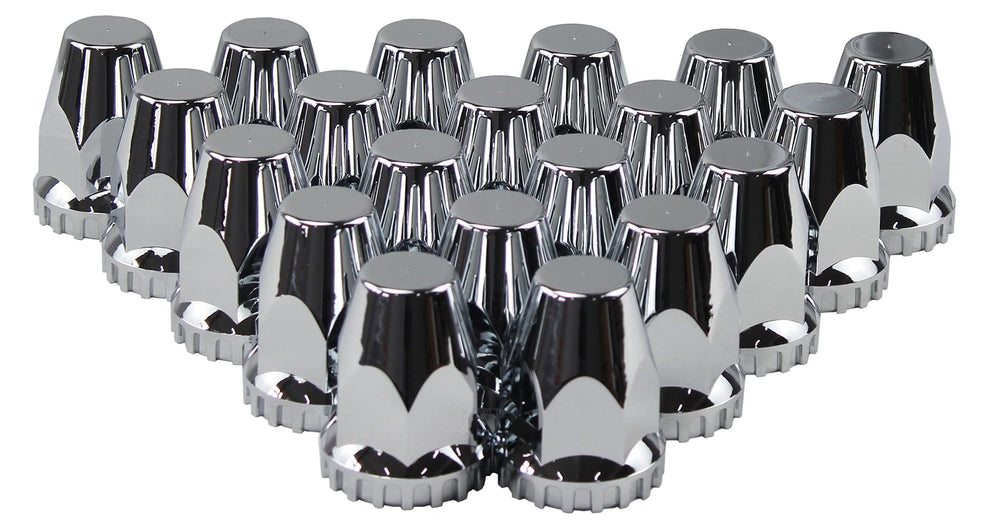 MRJLK set of 20 chrome lug nut covers showing polished finish and pack benefit
