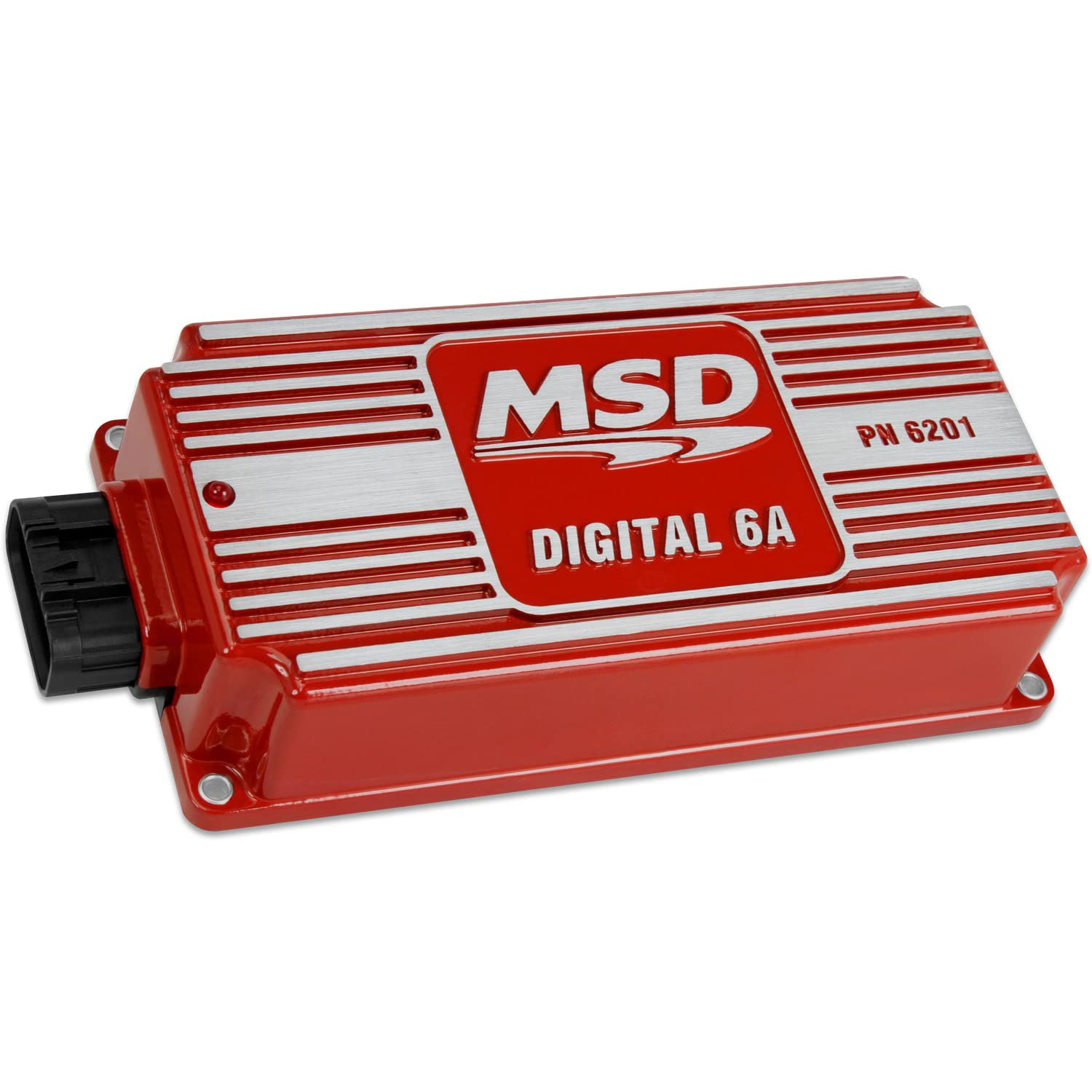 MSD 6201 front view showing red housing and mounting points for easy install