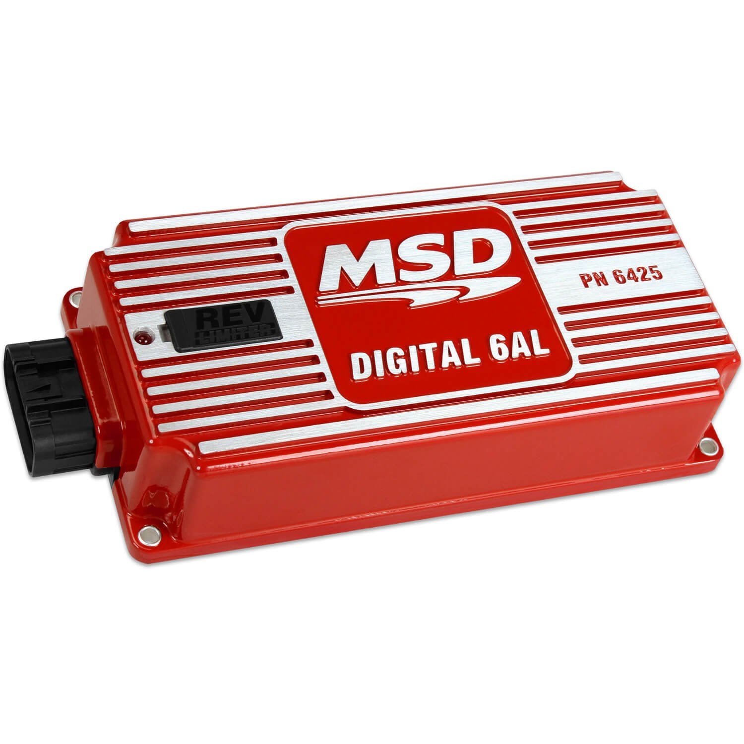 MSD 6425 front view showing red case and mounting, reliable ignition control
