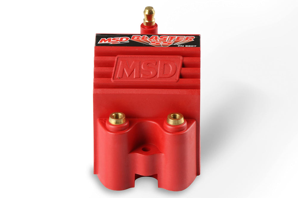 MSD 8207 top view highlighting tall tower and brass terminals for reliable connections