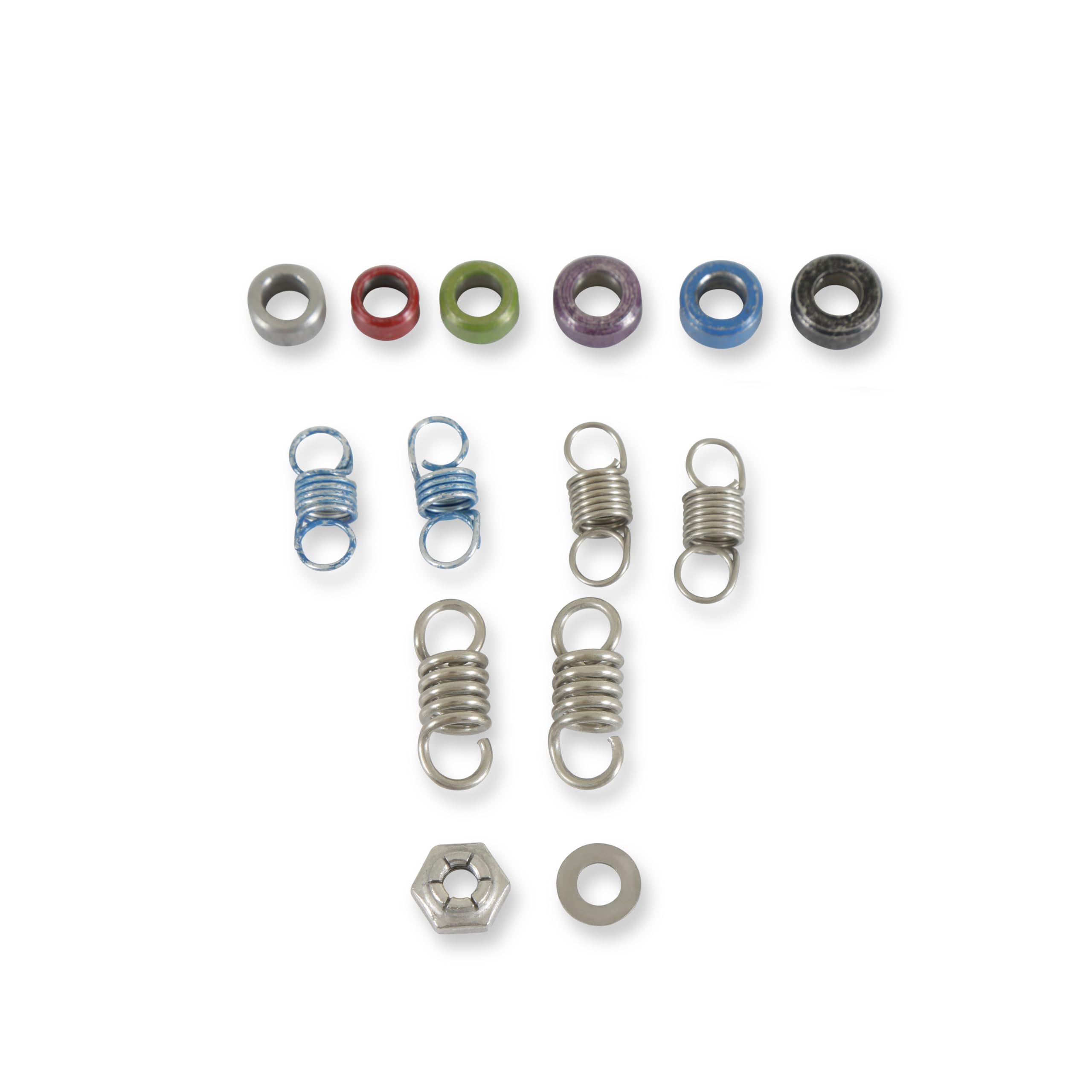 MSD spring and bushing next to a ruler illustrating exact fitment and scale for accurate installation