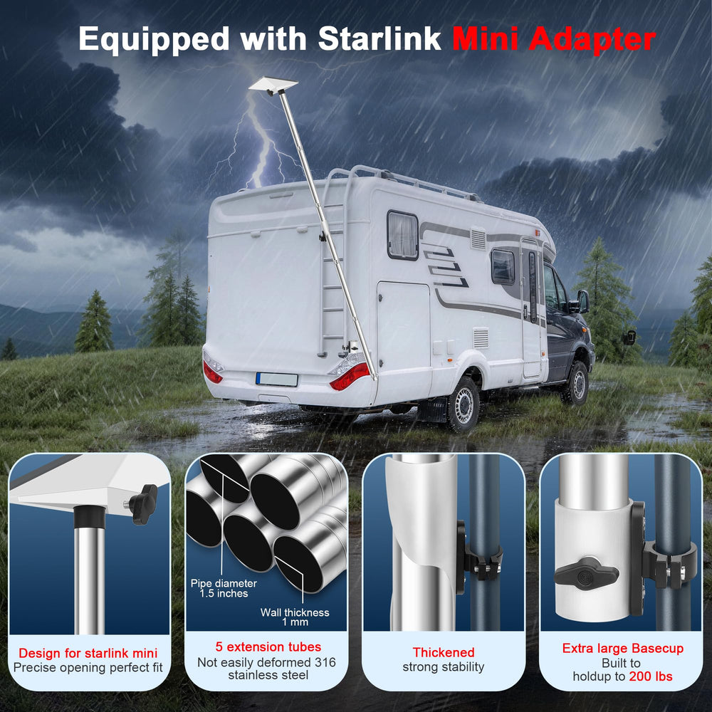 Mskekit mounted on RV ladder side view showing elevated antenna placement benefit