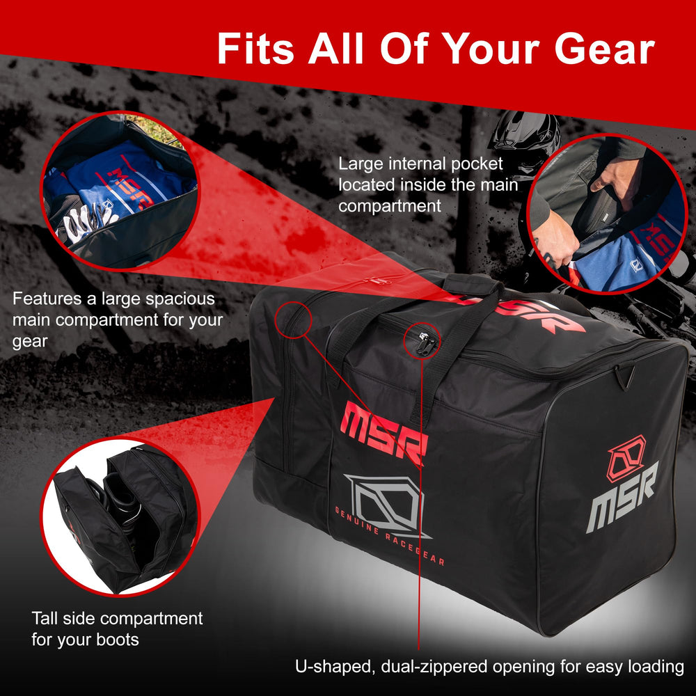 MSR gear bag open main compartment displaying spacious interior and organized packing