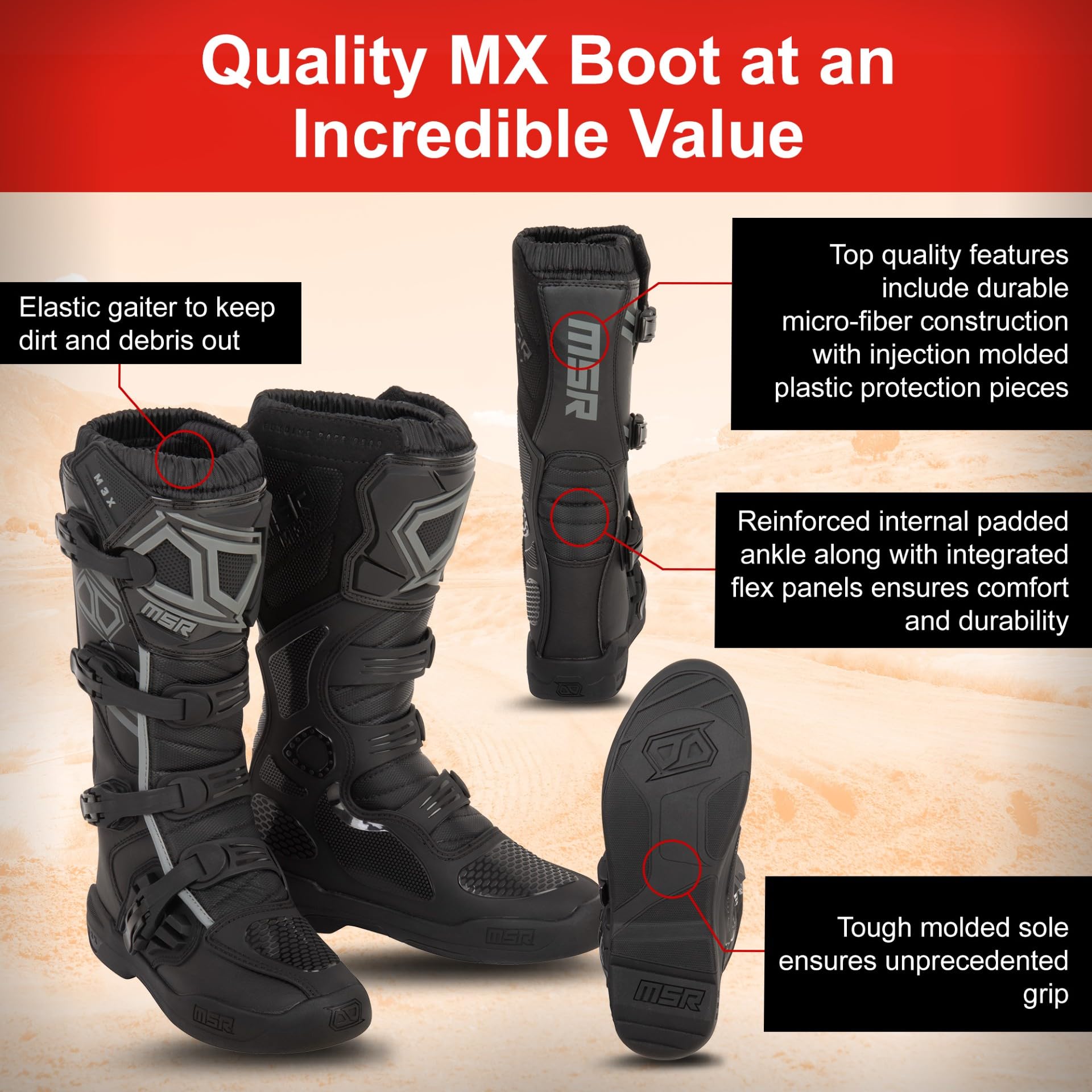 MSR M3X side view focusing on adjustable buckles for easy closure