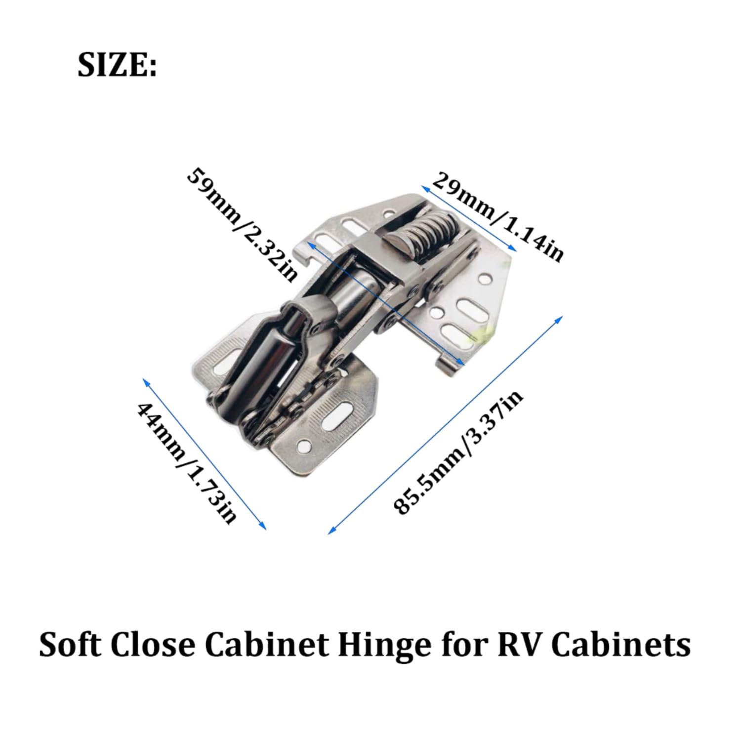 MTSmart hinge in use at 90° opening, supports overhead cabinet doors