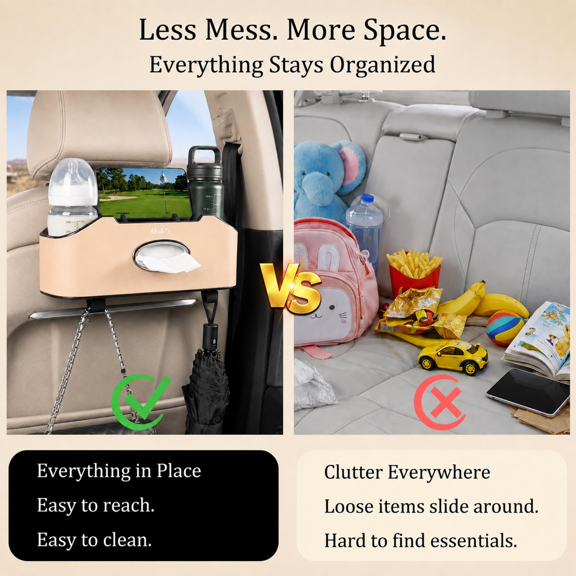 Mu&Ti installed in an SUV rear seat for family trip convenience