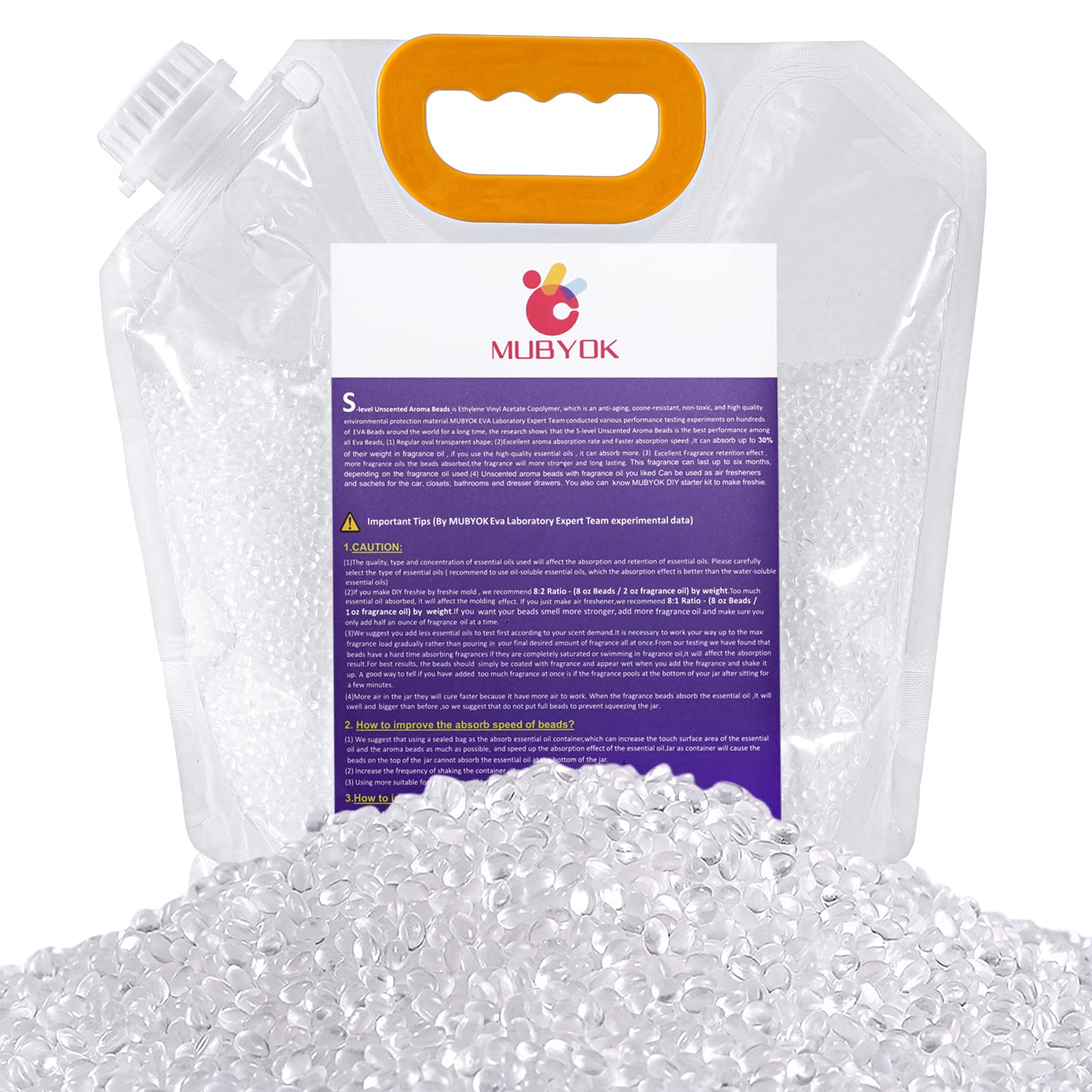 MUBYOK front pouch 3lb showing clear packaging and product benefit storage convenience