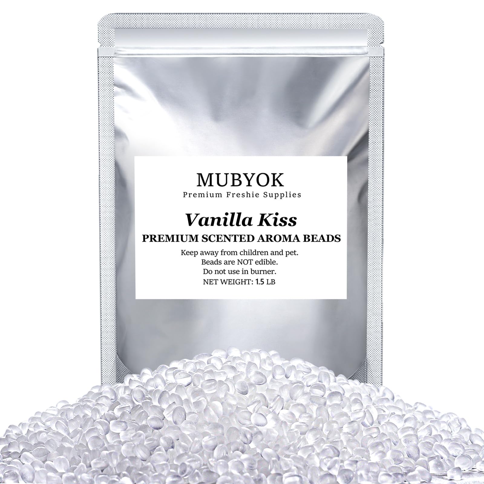 MUBYOK front packaging showing sealed pouch and product weight, clear storage benefit