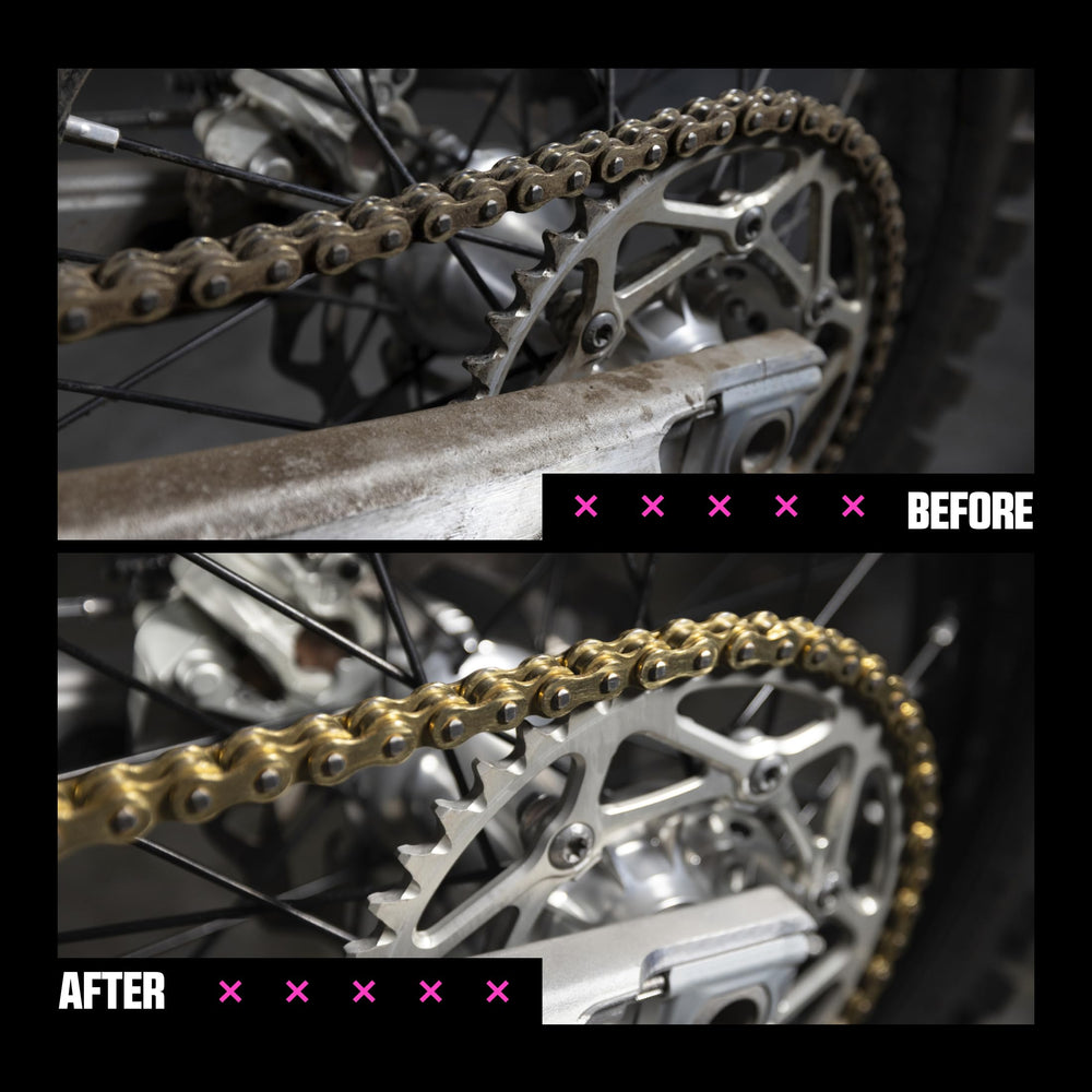 Muc-Off rubberised impact zone protecting paint and frame during scrubbing