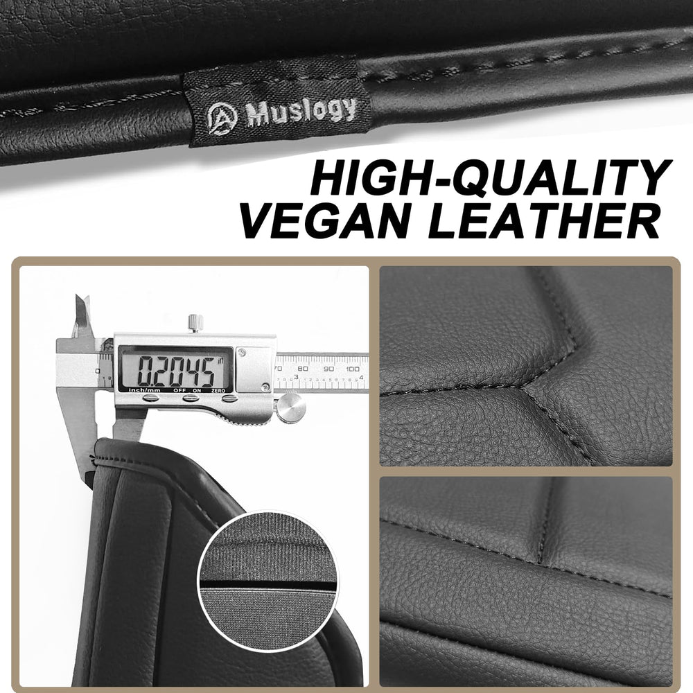 Muslogy installed driver-side view demonstrating ergonomic support