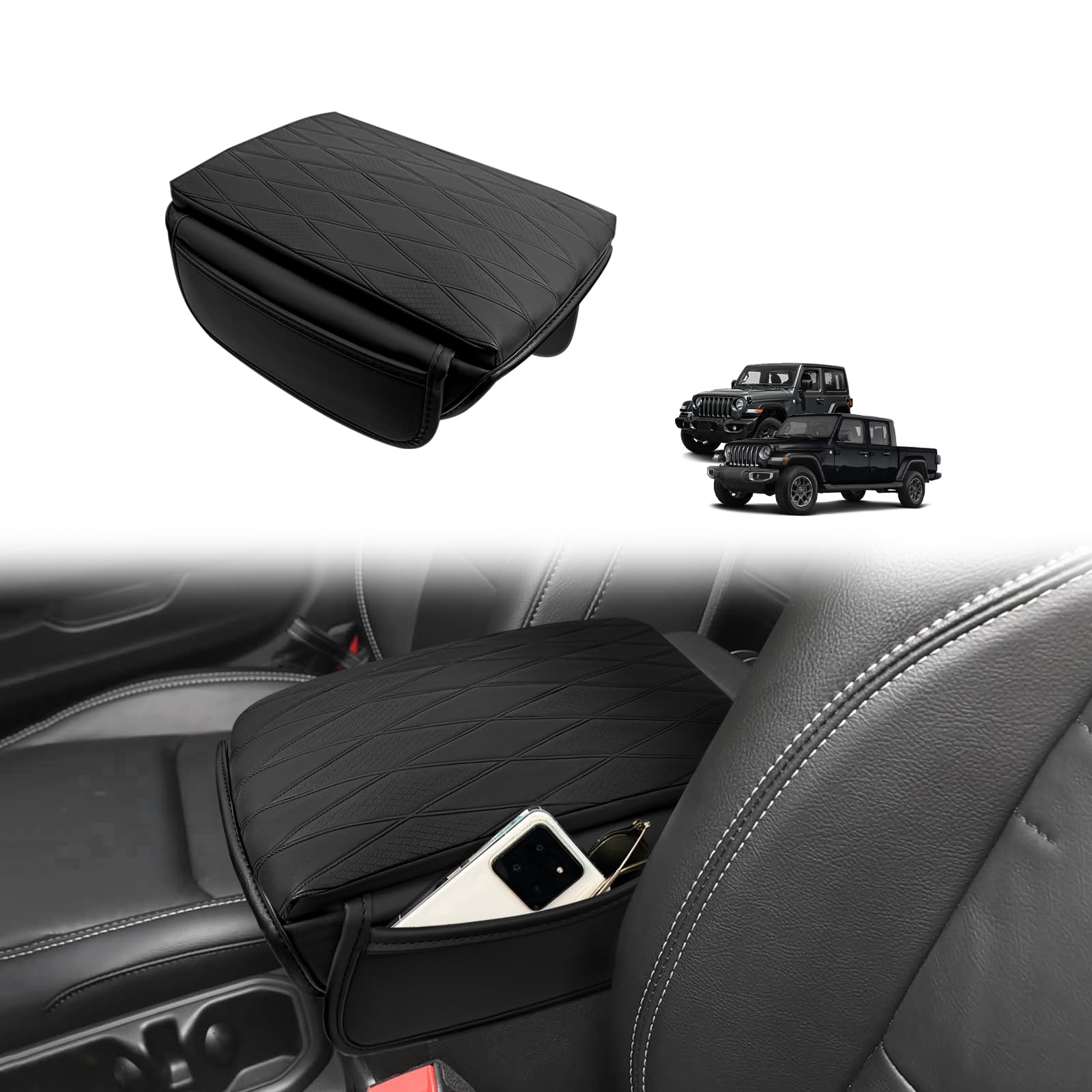Muslogy front view showing fitted center console cover for a seamless look