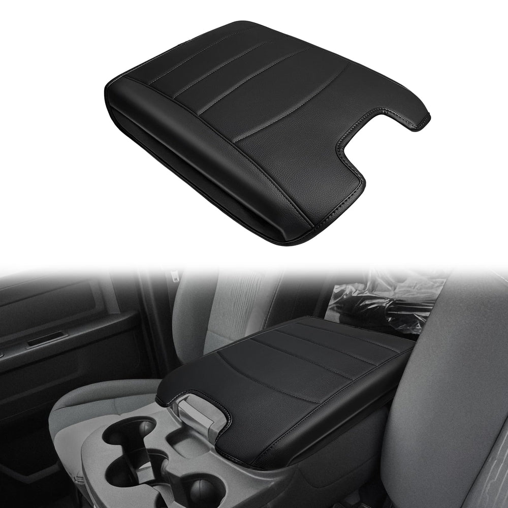 Muslogy front view installed on Ram bench console shows clean fit and protection