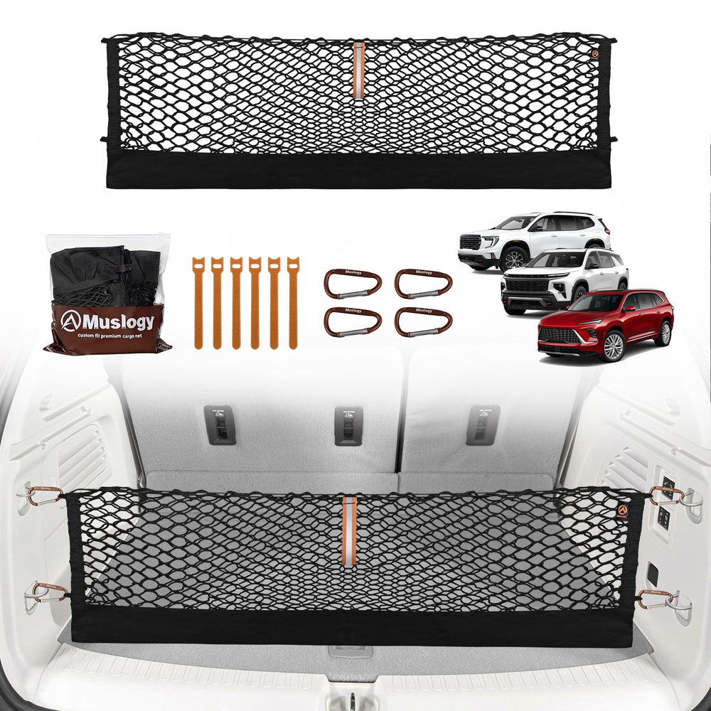 Muslogy front view installed in SUV trunk showing secure cargo containment