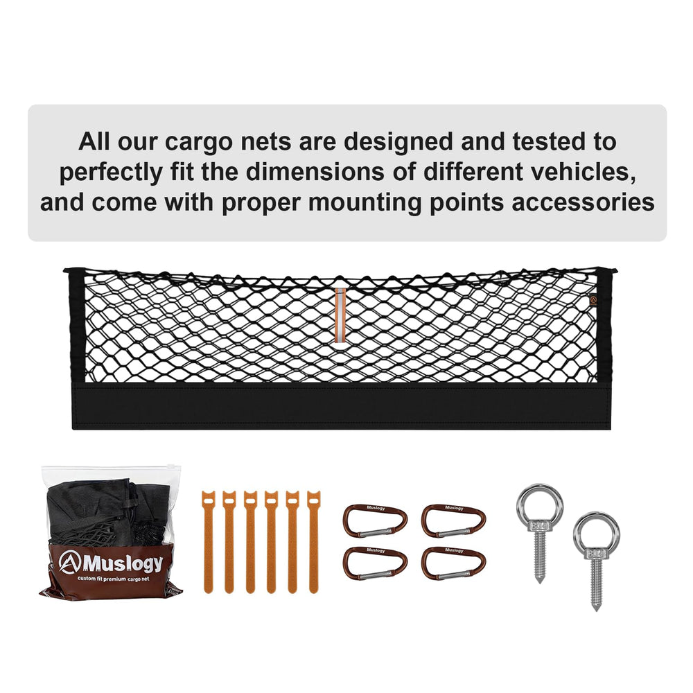 Muslogy truck bed with camping gear illustrating secure transport