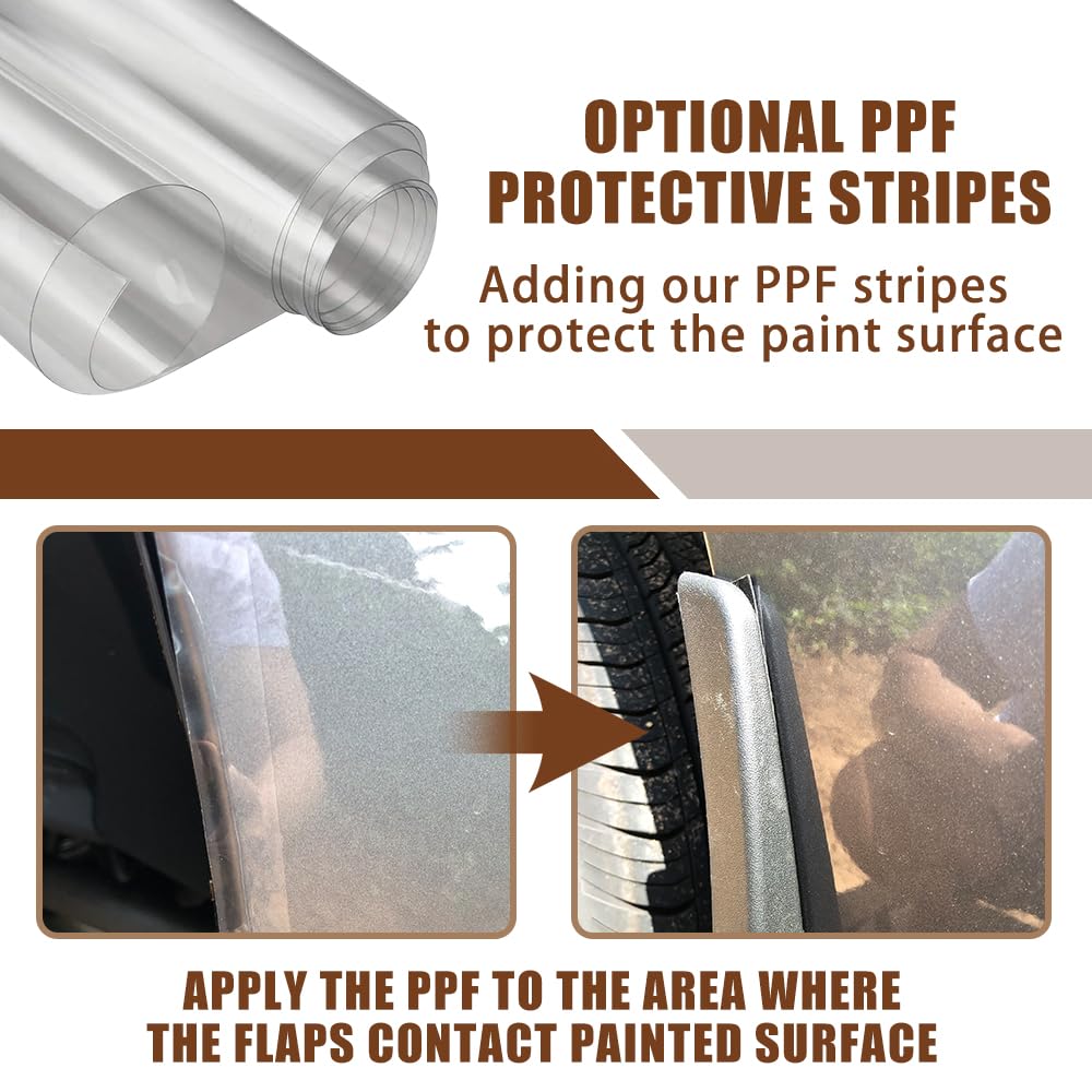 Muslogy installation kit with pins screws and clear PPF stripes for secure fit