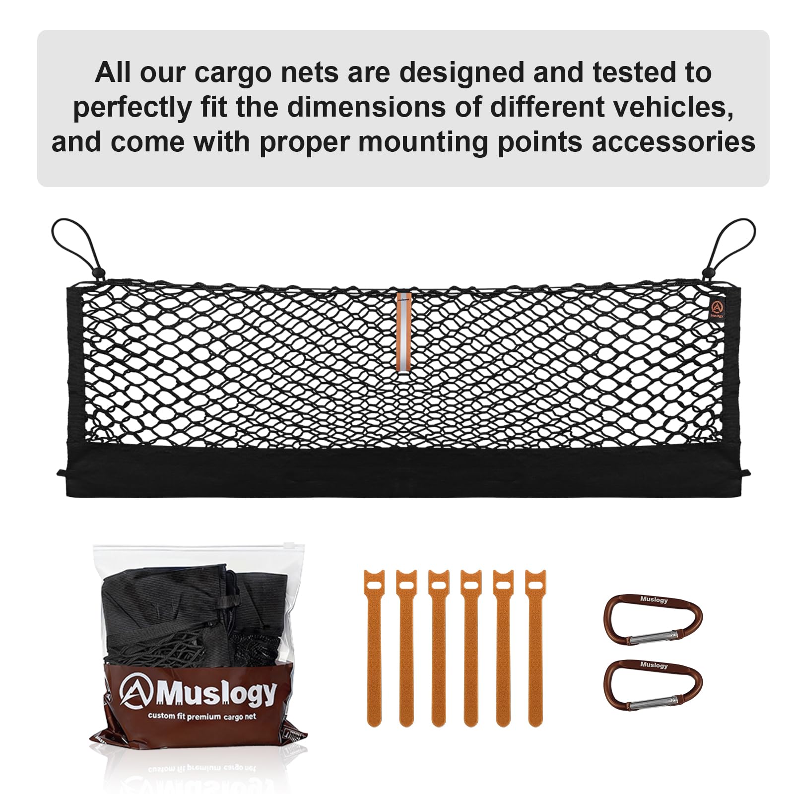 Muslogy net beside ruler showing compact folded size for storage convenience