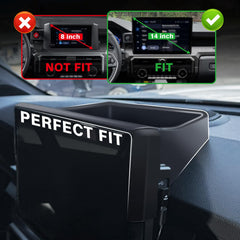 Muslogy side profile demonstrating precise fit behind 14-inch screen and secure mounting